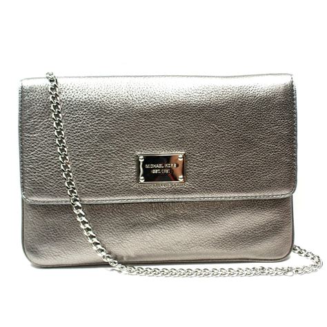 michael kors gunmetal leather handbag